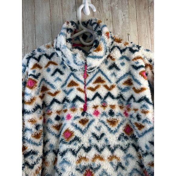 Eddie Bauer Fleece Womens XL Plush pullover 1/4 Zip Aztec Soft Cozy Outdoor - Picture 2 of 6